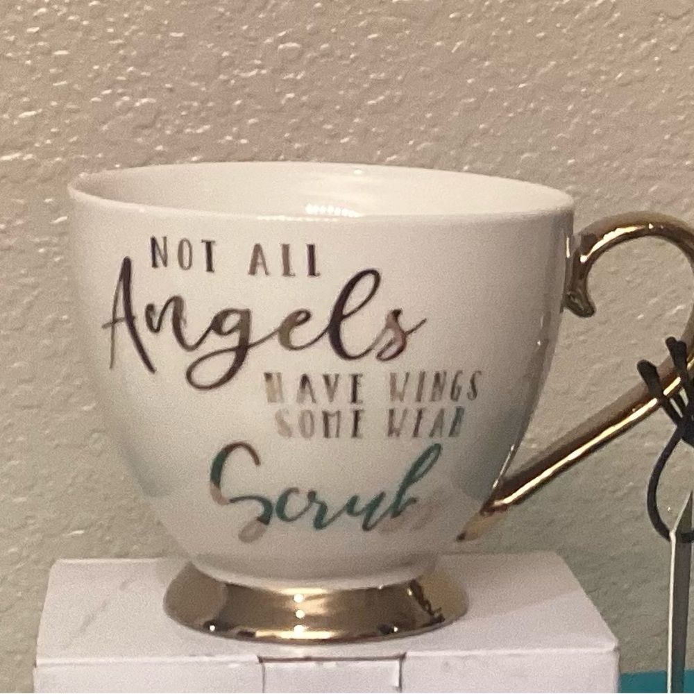Nanette Lepore Porcelain Nurse Gold and White Ceramic Mug